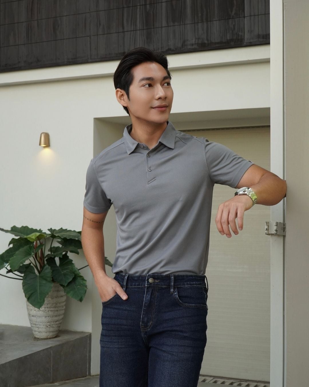 Áo Polo Nam Màu Xám Trơn Basic Phom Cực Chuẩn Tôn Dáng